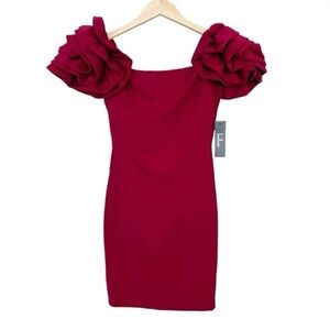 Lulu's Bold Red Puff Sleeve Mini Dress